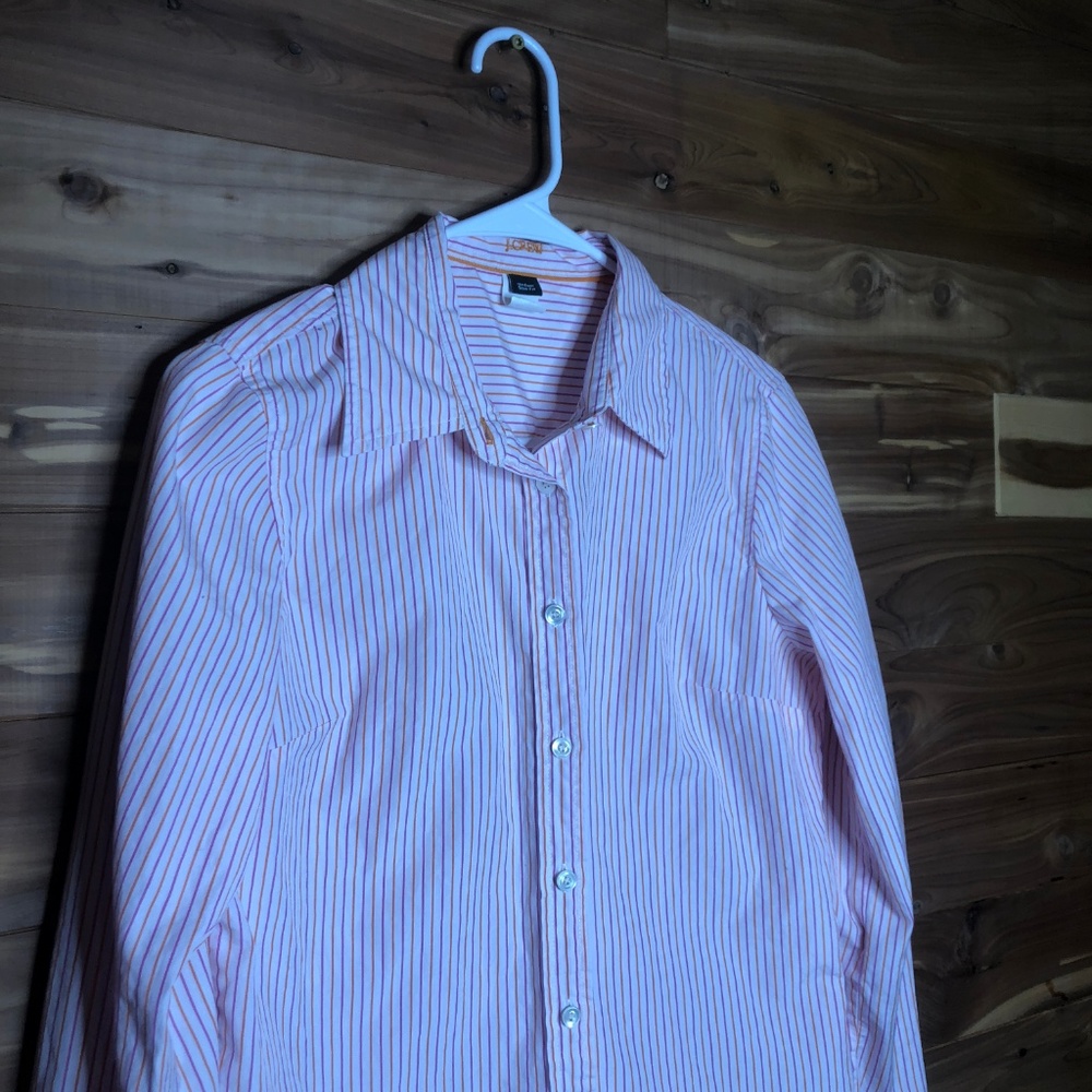 J. Crew Button Down Stripped Size Medium - Picture 2 of 5